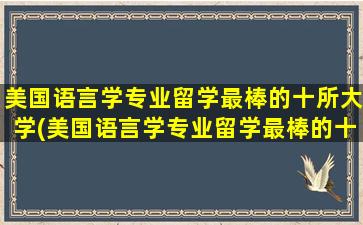 美国语言学专业留学最棒的十所大学(美国语言学专业留学最棒的十所大学有哪些)