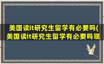 美国读it研究生留学有必要吗(美国读it研究生留学有必要吗现在)