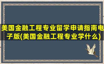 美国金融工程专业留学申请指南电子版(美国金融工程专业学什么)