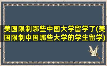 美国限制哪些中国大学留学了(美国限制中国哪些大学的学生留学)