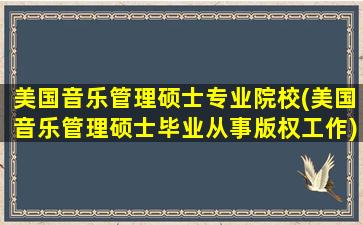 美国音乐管理硕士专业院校(美国音乐管理硕士毕业从事版权工作)