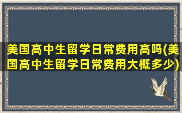 美国高中生留学日常费用高吗(美国高中生留学日常费用大概多少)