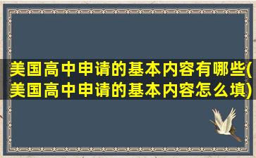 美国高中申请的基本内容有哪些(美国高中申请的基本内容怎么填)