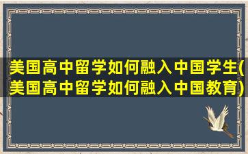 美国高中留学如何融入中国学生(美国高中留学如何融入中国教育)