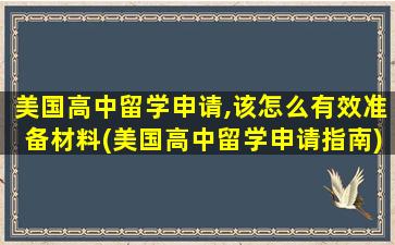 美国高中留学申请,该怎么有效准备材料(美国高中留学申请指南)