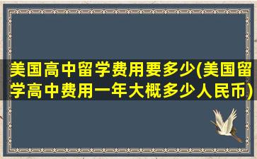 美国高中留学费用要多少(美国留学高中费用一年大概多少人民币)