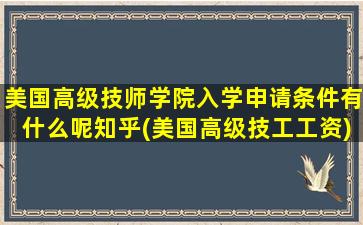 美国高级技师学院入学申请条件有什么呢知乎(美国高级技工工资)