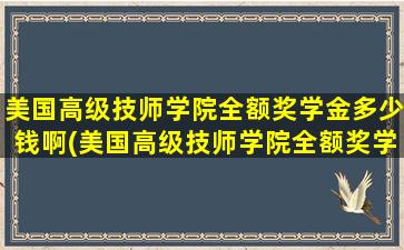 美国高级技师学院全额奖学金多少钱啊(美国高级技师学院全额奖学金多少钱一个月)