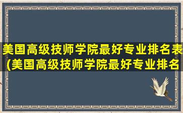 美国高级技师学院最好专业排名表(美国高级技师学院最好专业排名前十)