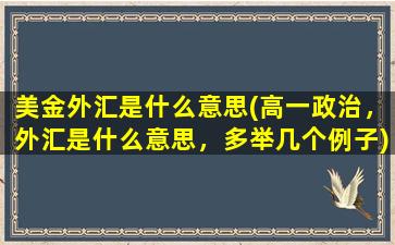 美金外汇是什么意思(高一政治，外汇是什么意思，多举几个例子)