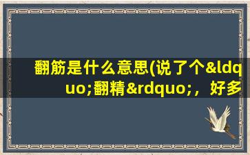 翻筋是什么意思(说了个“翻精”，好多人不知道啥意思)