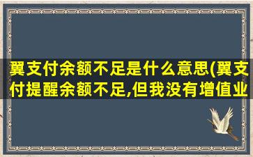 翼支付余额不足是什么意思(翼支付提醒余额不足,但我没有增值业务)