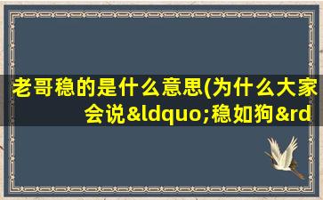 老哥稳的是什么意思(为什么大家会说“稳如狗”)