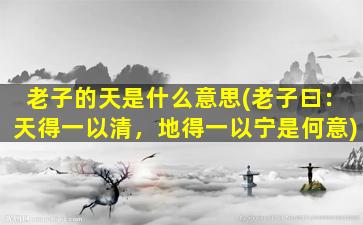 老子的天是什么意思(老子曰：天得一以清，地得一以宁是何意)