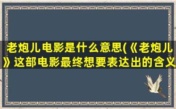 老炮儿电影是什么意思(《老炮儿》这部电影最终想要表达出的含义与意义是什么也体现出这社会的什么)