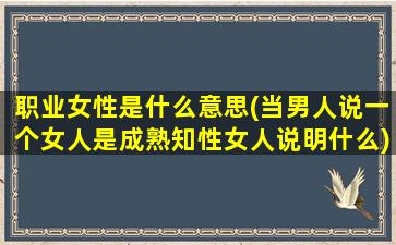 职业女性是什么意思(当男人说一个女人是成熟知性女人说明什么)