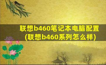 联想b460笔记本电脑配置(联想b460系列怎么样)