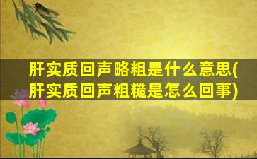 肝实质回声略粗是什么意思(肝实质回声粗糙是怎么回事)