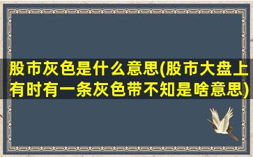 股市灰色是什么意思(股市大盘上有时有一条灰色带不知是啥意思)