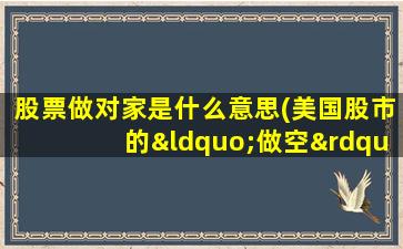 股票做对家是什么意思(美国股市的“做空”某只股票是什么意思)