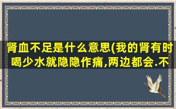 肾血不足是什么意思(我的肾有时喝少水就隐隐作痛,两边都会.不知道出现什么问题了)