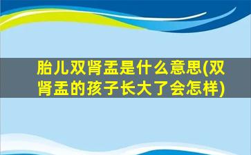 胎儿双肾盂是什么意思(双肾盂的孩子长大了会怎样)