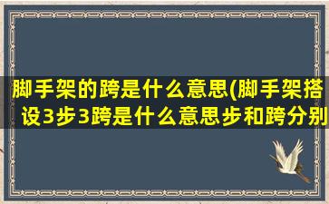 脚手架的跨是什么意思(脚手架搭设3步3跨是什么意思步和跨分别指什么)