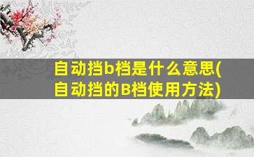 自动挡b档是什么意思(自动挡的B档使用方法)