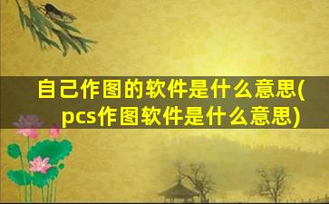 自己作图的软件是什么意思(pcs作图软件是什么意思)