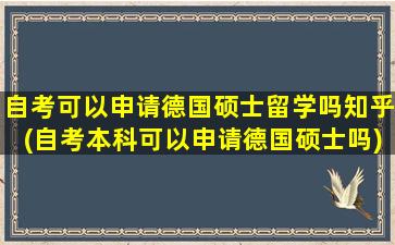 自考可以申请德国硕士留学吗知乎(自考本科可以申请德国硕士吗)