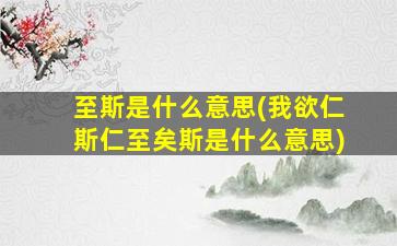 至斯是什么意思(我欲仁斯仁至矣斯是什么意思)