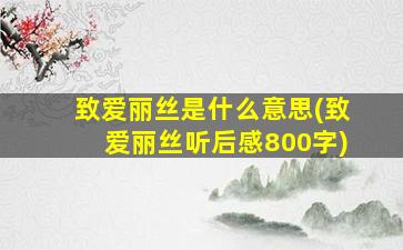 致爱丽丝是什么意思(致爱丽丝听后感800字)