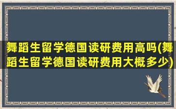 舞蹈生留学德国读研费用高吗(舞蹈生留学德国读研费用大概多少)