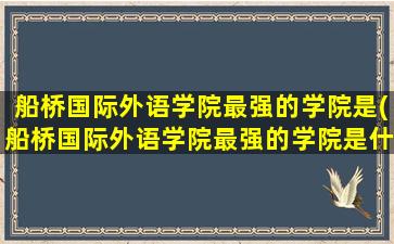 船桥国际外语学院最强的学院是(船桥国际外语学院最强的学院是什么)