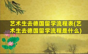 艺术生去德国留学流程表(艺术生去德国留学流程是什么)