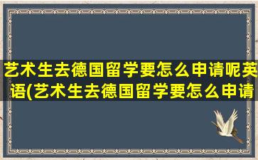 艺术生去德国留学要怎么申请呢英语(艺术生去德国留学要怎么申请呢英文)