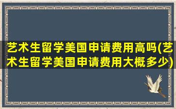 艺术生留学美国申请费用高吗(艺术生留学美国申请费用大概多少)