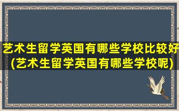 艺术生留学英国有哪些学校比较好(艺术生留学英国有哪些学校呢)