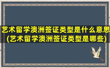 艺术留学澳洲签证类型是什么意思(艺术留学澳洲签证类型是哪些)