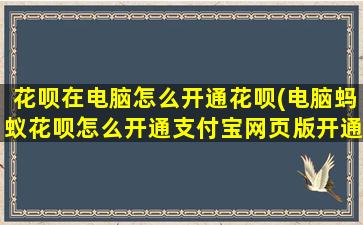 花呗在电脑怎么开通花呗(电脑蚂蚁花呗怎么开通支付宝网页版开通蚂蚁花呗教程)