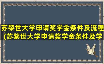 苏黎世大学申请奖学金条件及流程(苏黎世大学申请奖学金条件及学费)