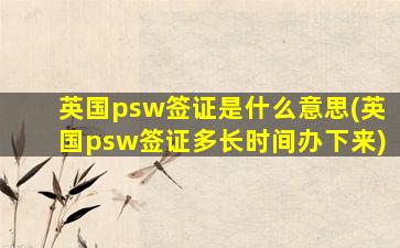 英国psw签证是什么意思(英国psw签证多长时间办下来)