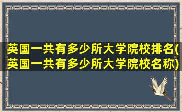 英国一共有多少所大学院校排名(英国一共有多少所大学院校名称)