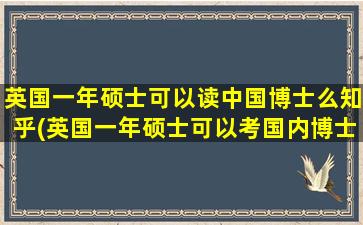 英国一年硕士可以读中国博士么知乎(英国一年硕士可以考国内博士吗)