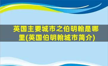 英国主要城市之伯明翰是哪里(英国伯明翰城市简介)