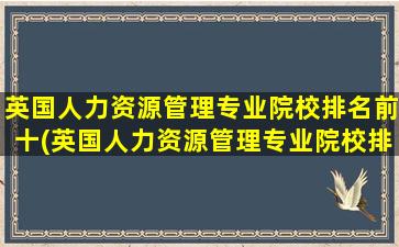 英国人力资源管理专业院校排名前十(英国人力资源管理专业院校排名)