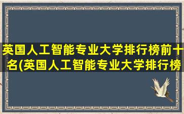 英国人工智能专业大学排行榜前十名(英国人工智能专业大学排行榜最新)