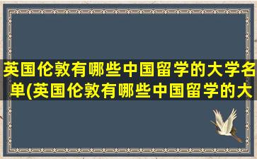 英国伦敦有哪些中国留学的大学名单(英国伦敦有哪些中国留学的大学呢)