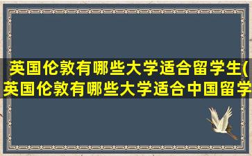 英国伦敦有哪些大学适合留学生(英国伦敦有哪些大学适合中国留学生)