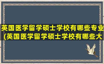 英国医学留学硕士学校有哪些专业(英国医学留学硕士学校有哪些大学)